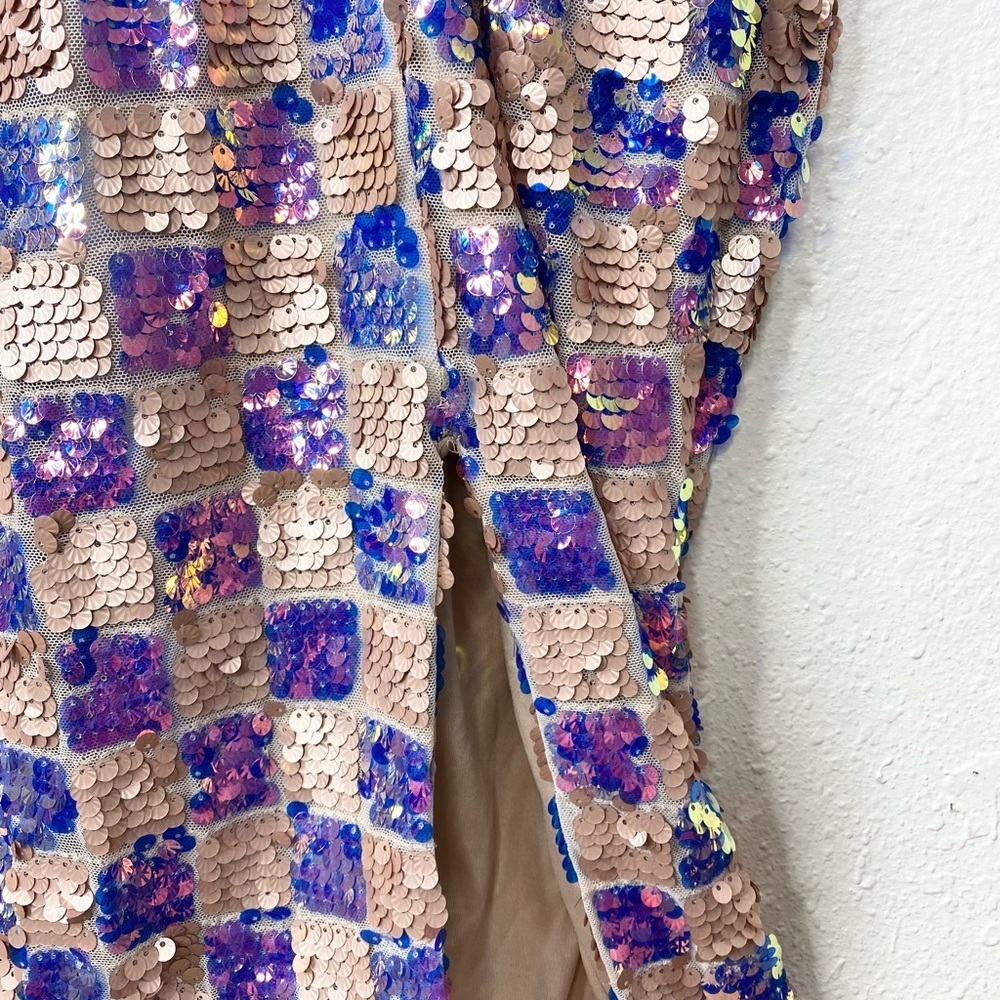 L’ATISTE Checkered Sequin Midi Dress In Multicolor Small NWT - Picture 12 of 13